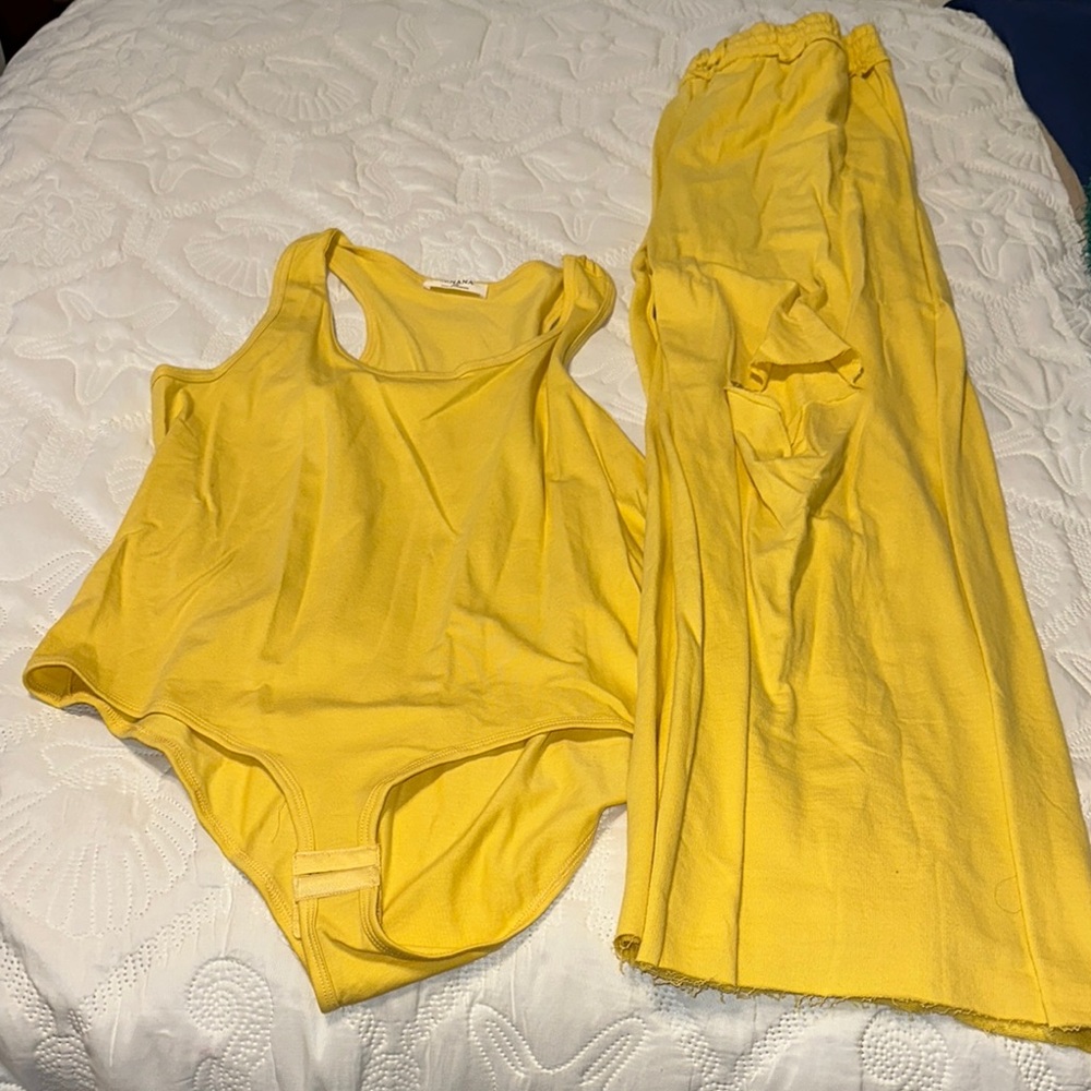 Yellow Tank Top and Pants Set